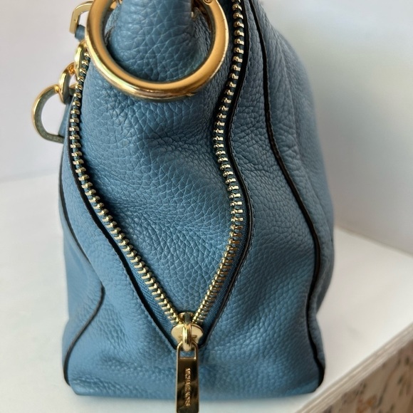 Michael Kors NWOT Blue Pebble Leather Satchel - Picture 7 of 13